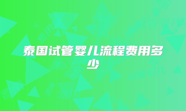 泰国试管婴儿流程费用多少