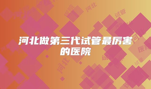 河北做第三代试管最厉害的医院