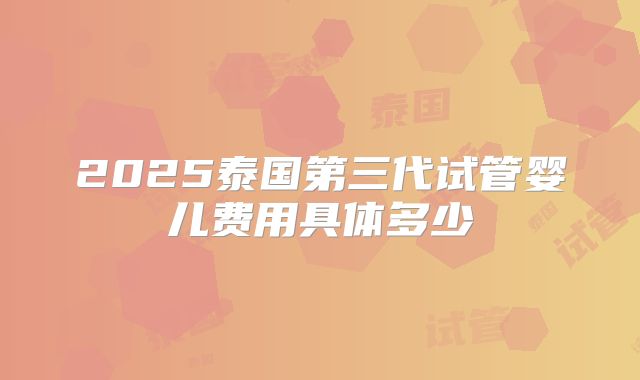 2025泰国第三代试管婴儿费用具体多少