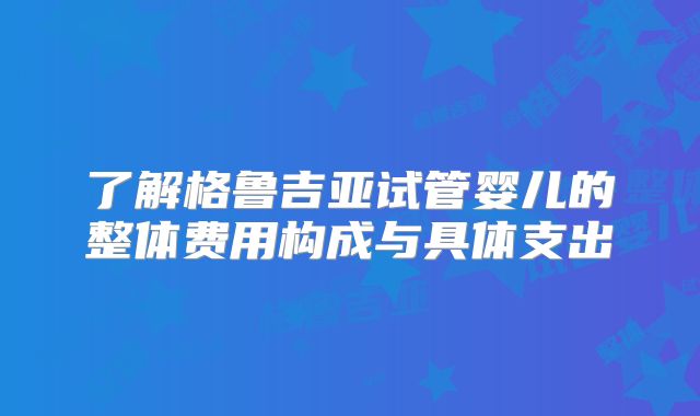了解格鲁吉亚试管婴儿的整体费用构成与具体支出