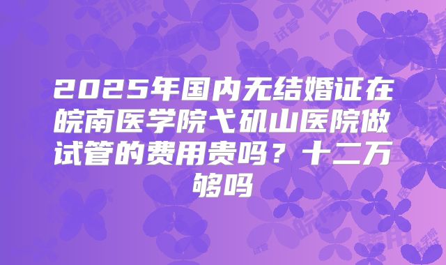 2025年国内无结婚证在皖南医学院弋矶山医院做试管的费用贵吗?十二万够吗