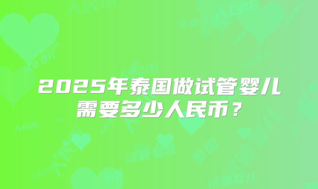 2025年泰国做试管婴儿需要多少人民币?