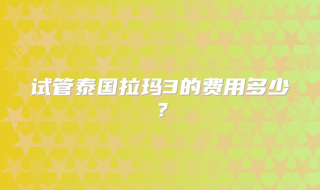 试管泰国拉玛3的费用多少？