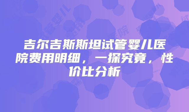 吉尔吉斯斯坦试管婴儿医院费用明细，一探究竟，性价比分析