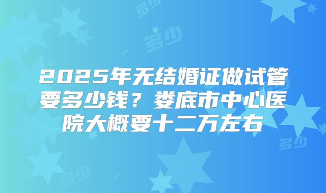 2025年无结婚证做试管要多少钱?娄底市中心医院大概要十二万左右