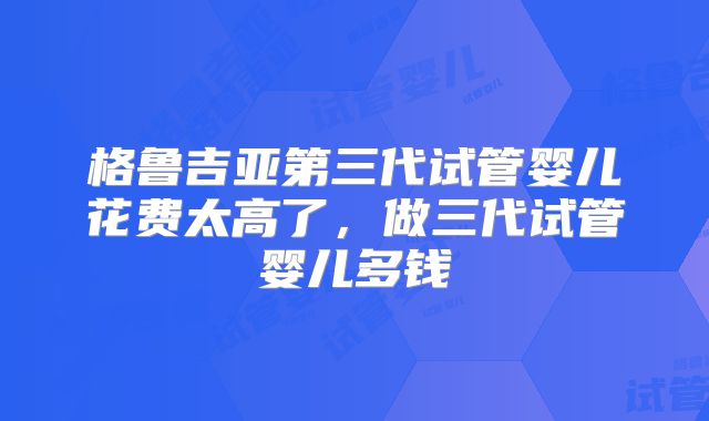格鲁吉亚第三代试管婴儿花费太高了，做三代试管婴儿多钱