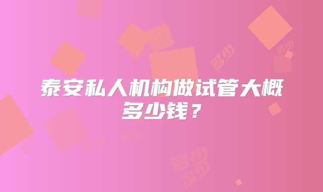 泰安私人机构做试管大概多少钱？