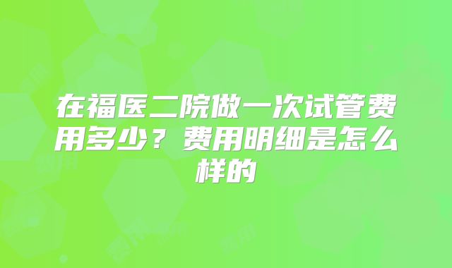 在福医二院做一次试管费用多少？费用明细是怎么样的