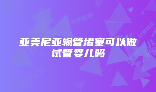 亚美尼亚输管堵塞可以做试管婴儿吗