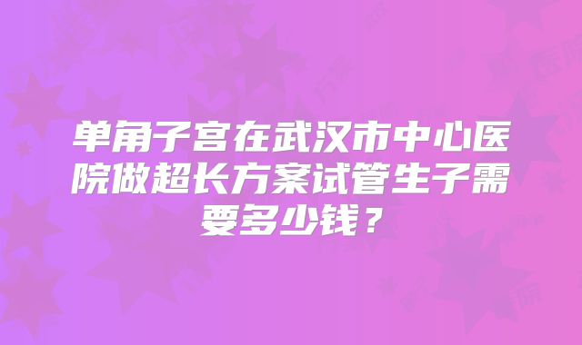 单角子宫在武汉市中心医院做超长方案试管生子需要多少钱？