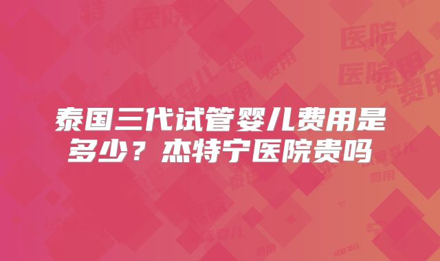 泰国三代试管婴儿费用是多少？杰特宁医院贵吗