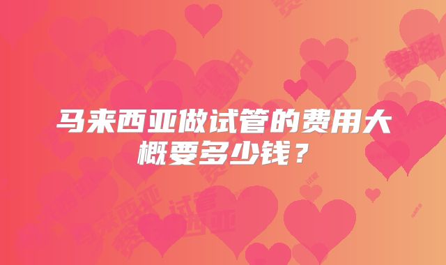马来西亚做试管的费用大概要多少钱?