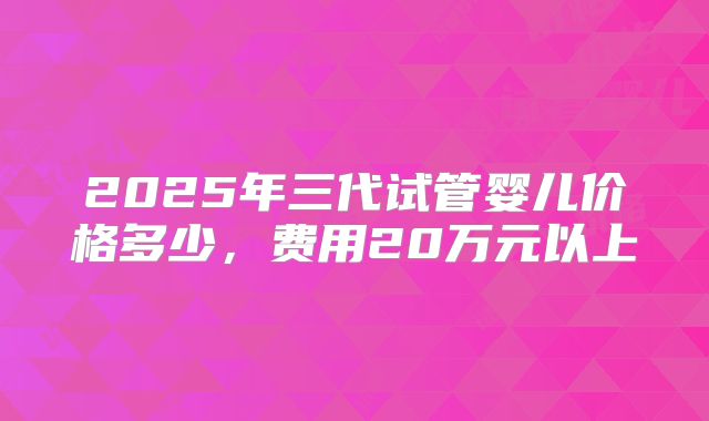 2025年三代试管婴儿价格多少，费用20万元以上