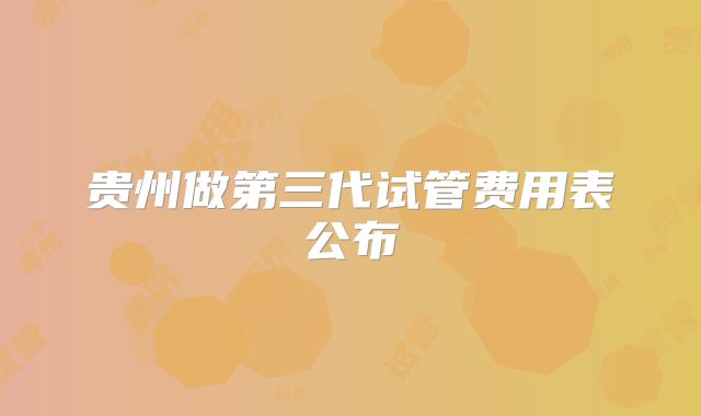 贵州做第三代试管费用表公布