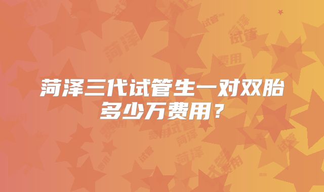 菏泽三代试管生一对双胎多少万费用?