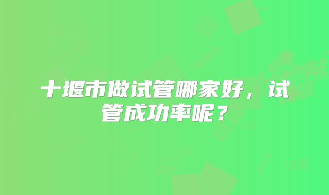十堰市做试管哪家好,试管成功率呢?