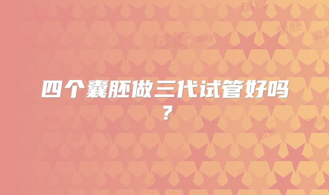 四个囊胚做三代试管好吗？