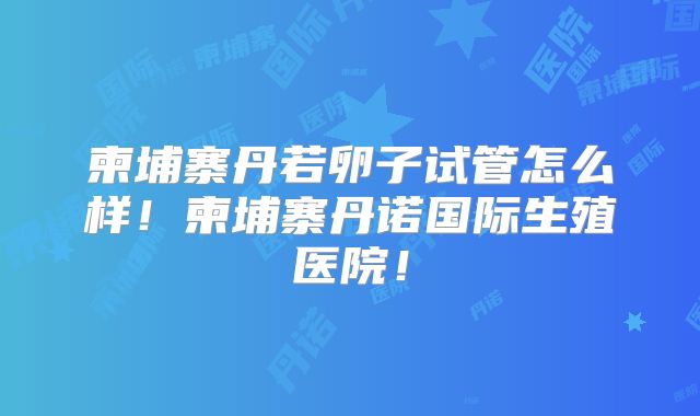柬埔寨丹若卵子试管怎么样!柬埔寨丹诺国际生殖医院!