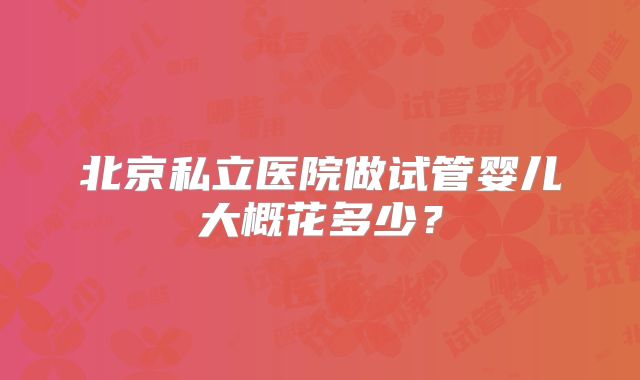 北京私立医院做试管婴儿大概花多少？