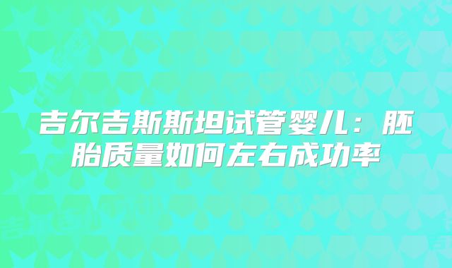 吉尔吉斯斯坦试管婴儿：胚胎质量如何左右成功率