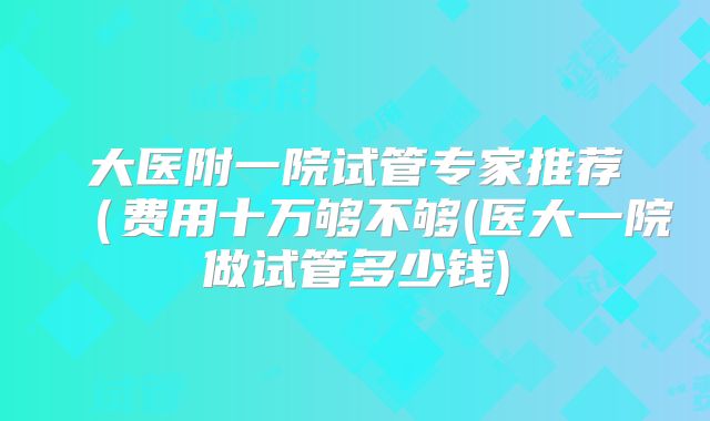 大医附一院试管专家推荐（费用十万够不够(医大一院做试管多少钱)