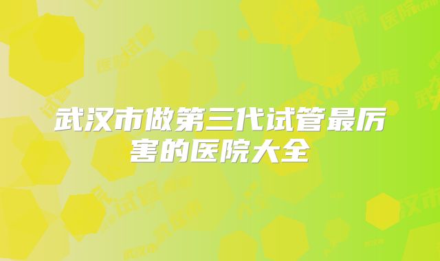 武汉市做第三代试管最厉害的医院大全