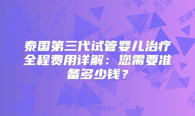 泰国第三代试管婴儿治疗全程费用详解:您需要准备多少钱?