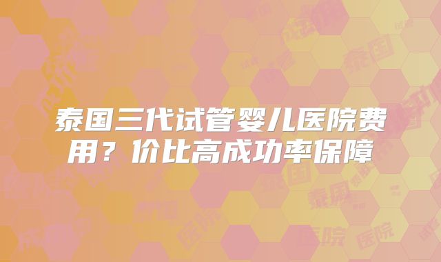泰国三代试管婴儿医院费用？价比高成功率保障