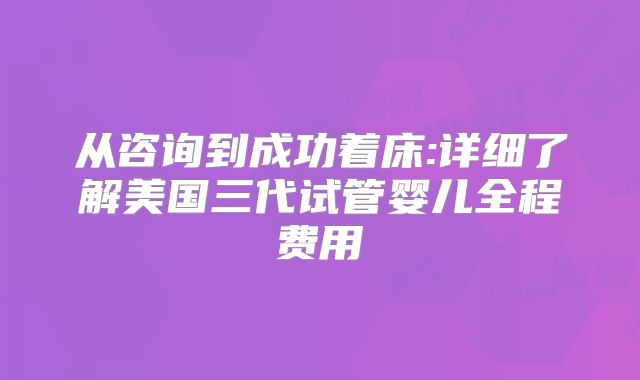 从咨询到成功着床:详细了解美国三代试管婴儿全程费用