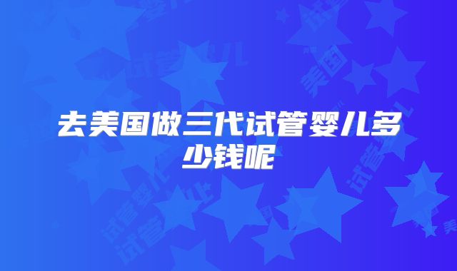 去美国做三代试管婴儿多少钱呢