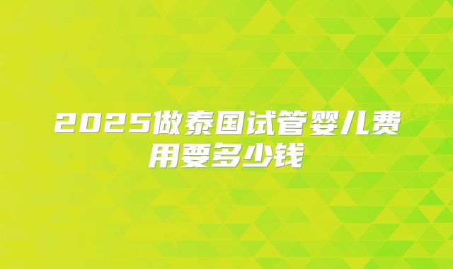 2025做泰国试管婴儿费用要多少钱