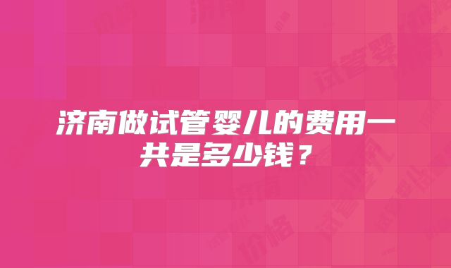 济南做试管婴儿的费用一共是多少钱？