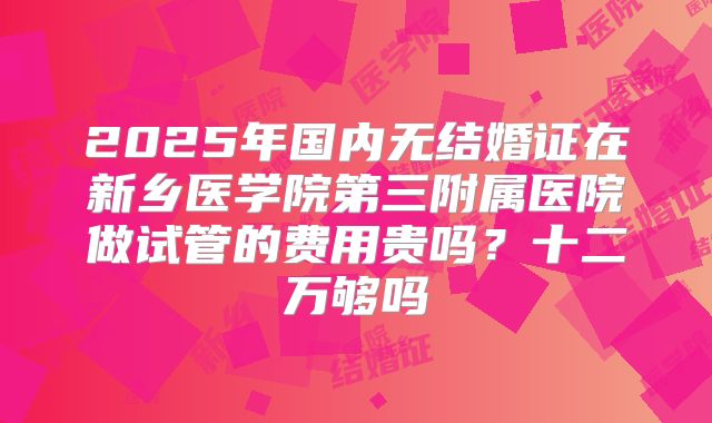 2025年国内无结婚证在新乡医学院第三附属医院做试管的费用贵吗？十二万够吗