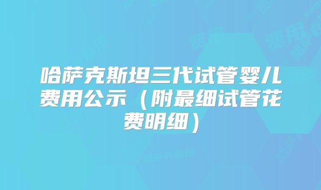 哈萨克斯坦三代试管婴儿费用公示（附最细试管花费明细）