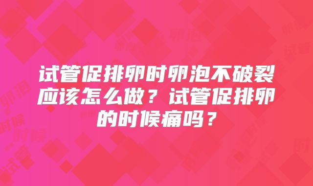 试管促排卵时卵泡不破裂应该怎么做？试管促排卵的时候痛吗？
