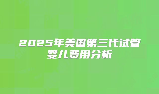 2025年美国第三代试管婴儿费用分析