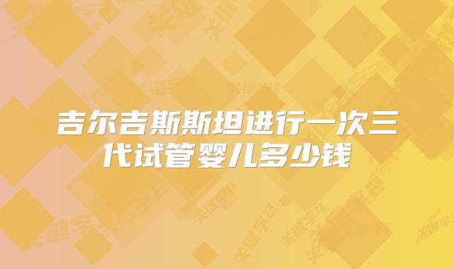 吉尔吉斯斯坦进行一次三代试管婴儿多少钱