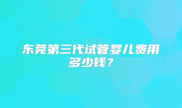 东莞第三代试管婴儿费用多少钱?