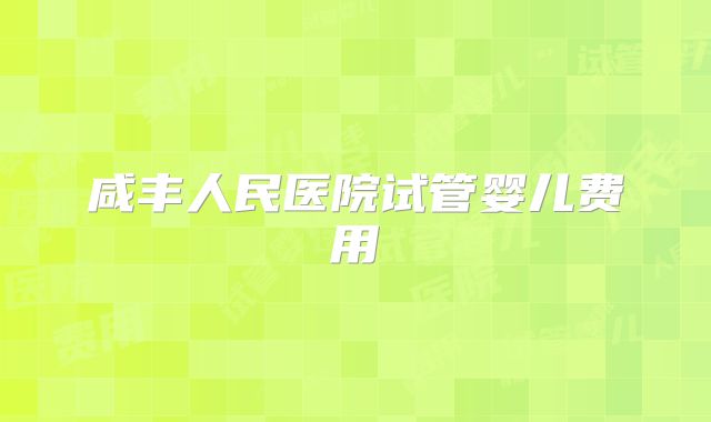 咸丰人民医院试管婴儿费用