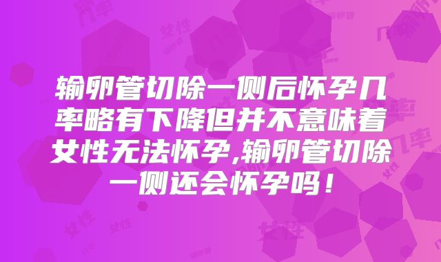 输卵管切除一侧后怀孕几率略有下降但并不意味着女性无法怀孕,输卵管切除一侧还会怀孕吗！