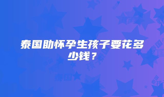 泰国助怀孕生孩子要花多少钱？