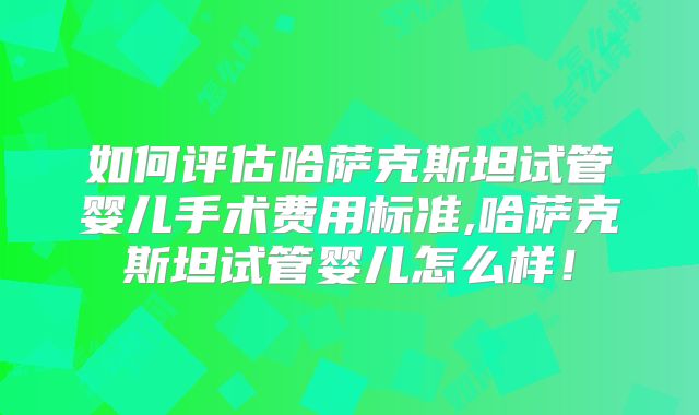 如何评估哈萨克斯坦试管婴儿手术费用标准,哈萨克斯坦试管婴儿怎么样！