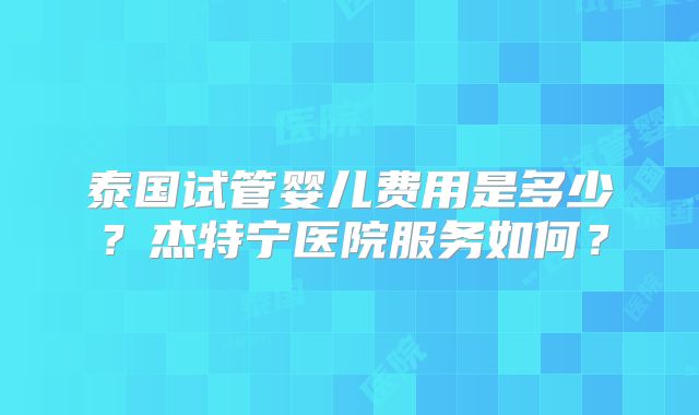 泰国试管婴儿费用是多少?杰特宁医院服务如何?