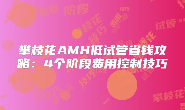 攀枝花AMH低试管省钱攻略:4个阶段费用控制技巧
