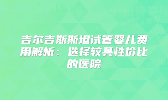 吉尔吉斯斯坦试管婴儿费用解析：选择较具性价比的医院