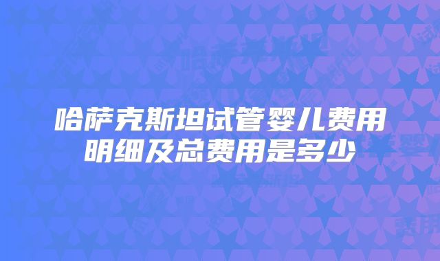 哈萨克斯坦试管婴儿费用明细及总费用是多少
