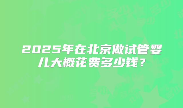 2025年在北京做试管婴儿大概花费多少钱？