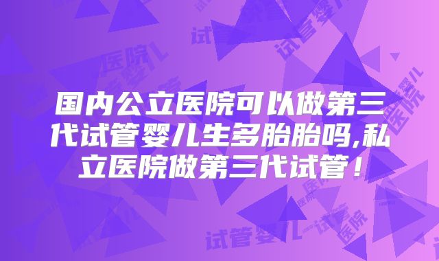 国内公立医院可以做第三代试管婴儿生多胎胎吗,私立医院做第三代试管！