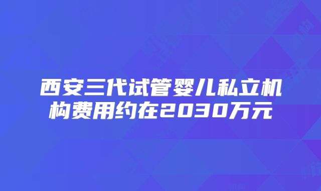 西安三代试管婴儿私立机构费用约在2030万元