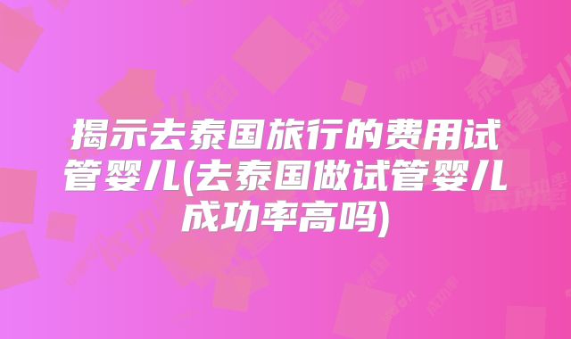 揭示去泰国旅行的费用试管婴儿(去泰国做试管婴儿成功率高吗)